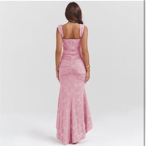 NWT Lace Maxi Fishtail Ruched Dress - Picture 4 of 6